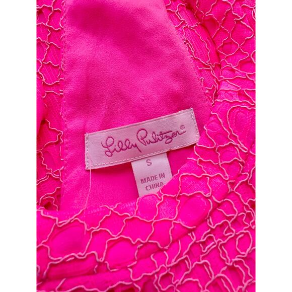 Lilly Pulitzer Quinn Knotty Lace Kir Royal Pink Halter Trapeze Swing Mini Dress - Picture 6 of 6